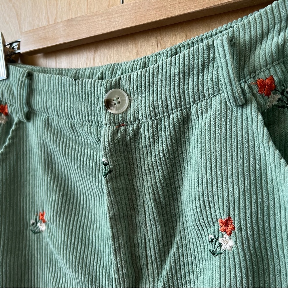 Corduroy Floral Embroidered Pants - Picture 9 of 10